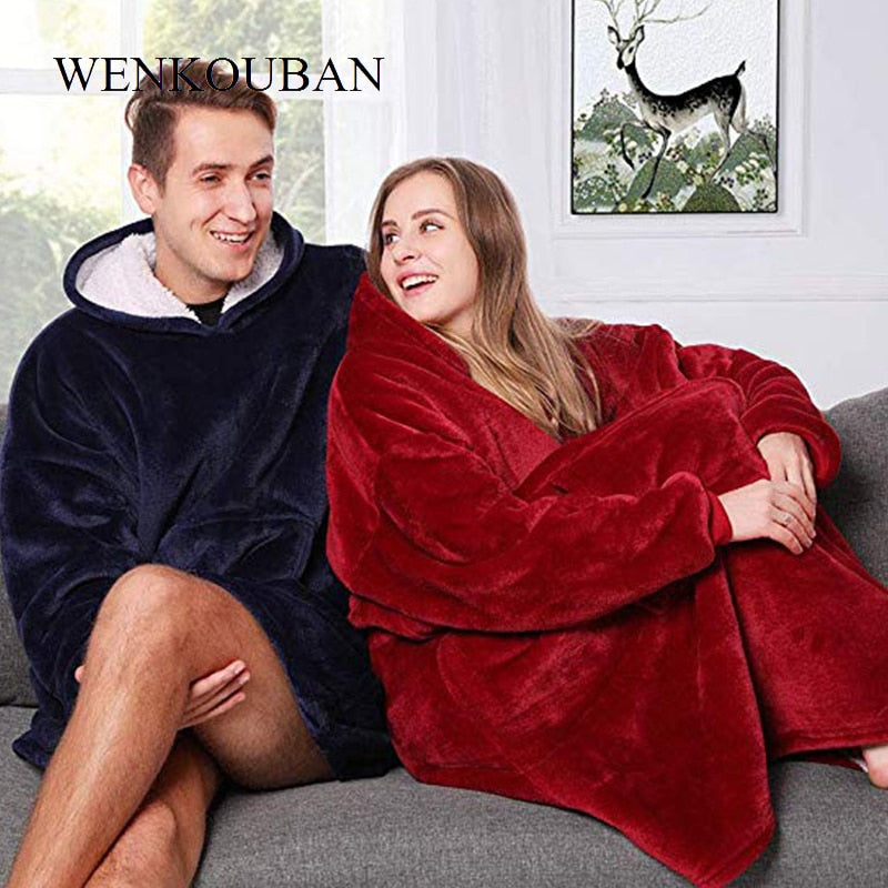 Winter Outdoor Women Warm Blanket Hoodie