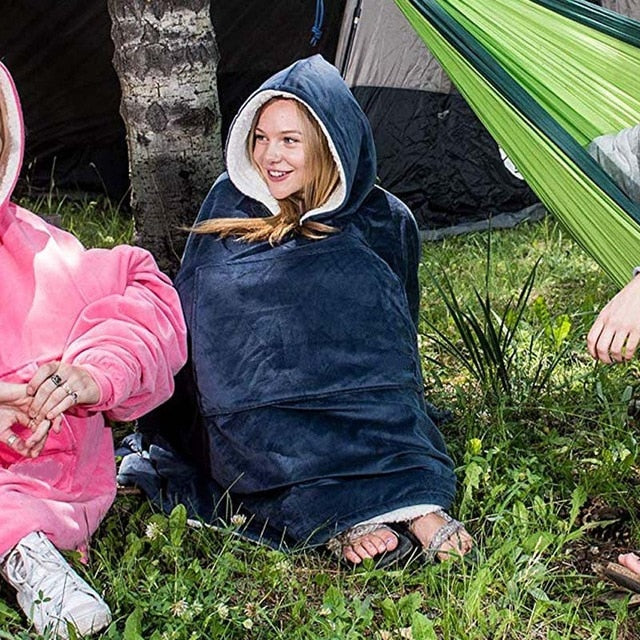 Winter Outdoor Women Warm Blanket Hoodie