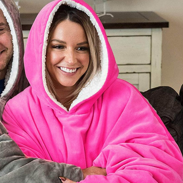 Winter Outdoor Women Warm Blanket Hoodie