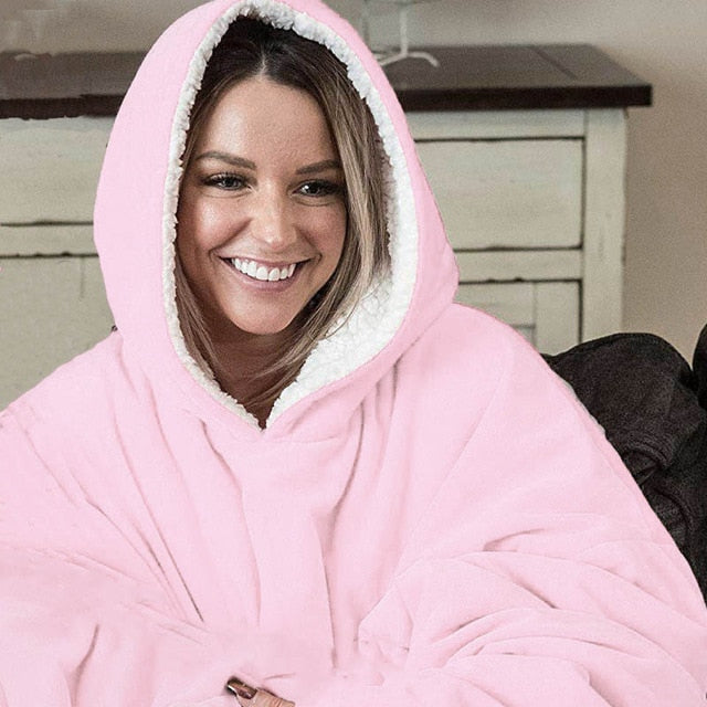Winter Outdoor Women Warm Blanket Hoodie