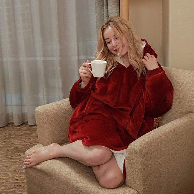 Winter Outdoor Women Warm Blanket Hoodie